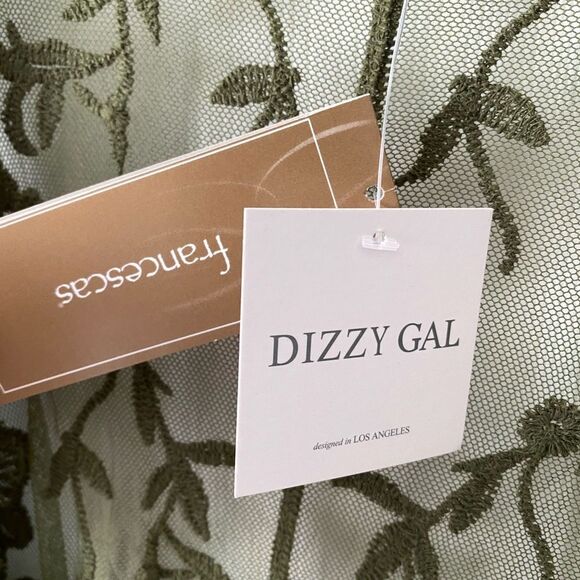 Dizzy Gal NWT Olive Green Lace Cardigan Shawl - Sz M - Picture 3 of 5